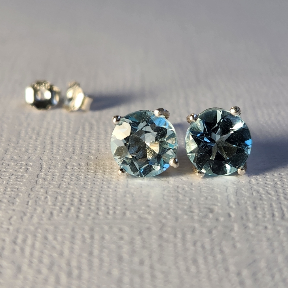 Lrg Semi VTG 2ctw Icey Topaz Open Lattice 925 Stud Earrings 6mm High Brilliance - Picture 11 of 16